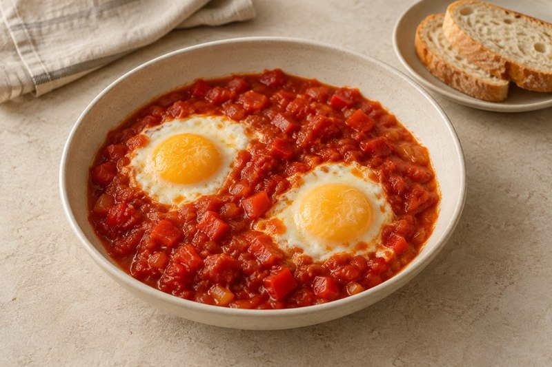Eier in Paprika-Tomatensauce
