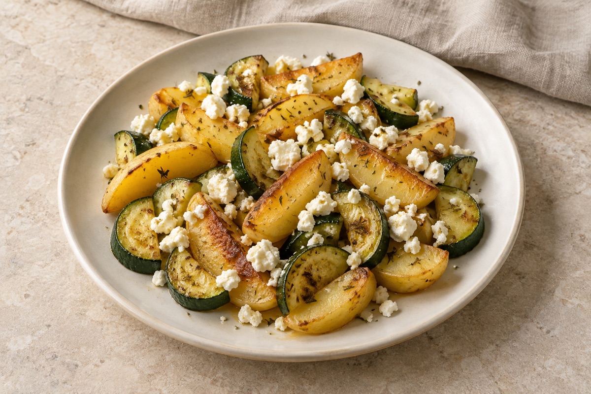 Kartoffel-Zucchini-Pfanne mit Feta