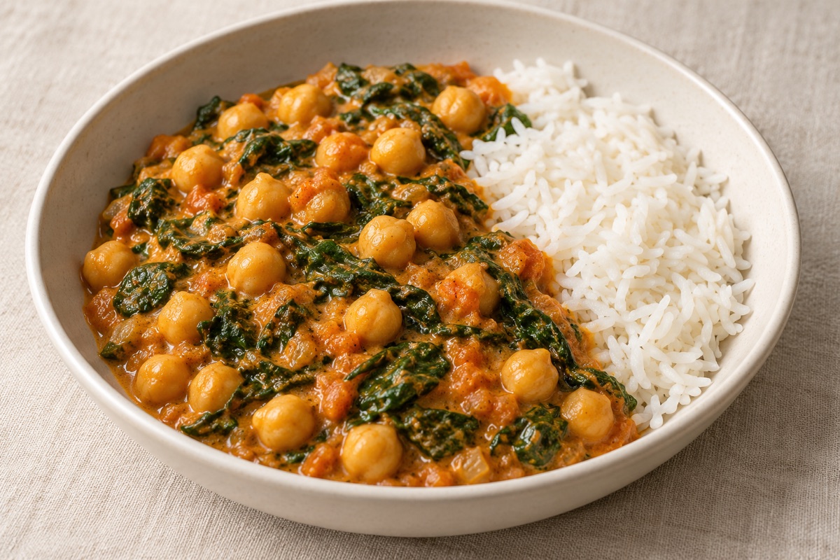 Kichererbsen-Kokos-Curry mit Spinat