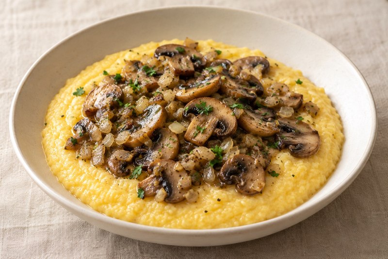 Cremige Polenta mit gebratenen Pilzen