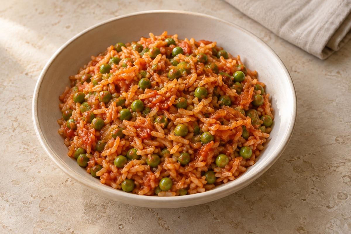 Tomatenreis mit Erbsen