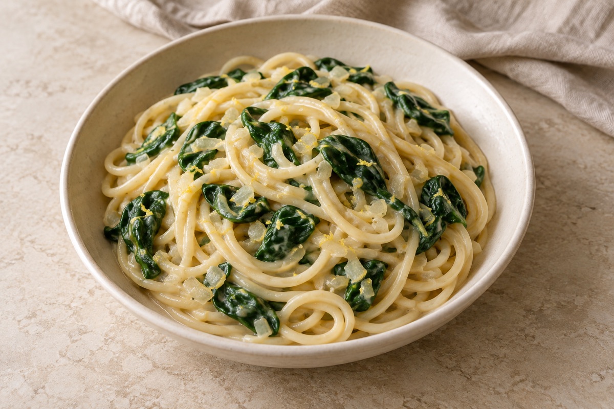 Zitronen-Spinat-Pasta aus einem Topf